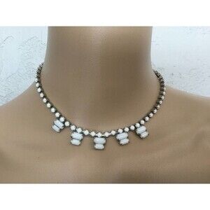 Vintage White Glass Bead Necklace